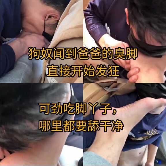 骚狗在车上闻到爸爸的臭脚就开始发狂